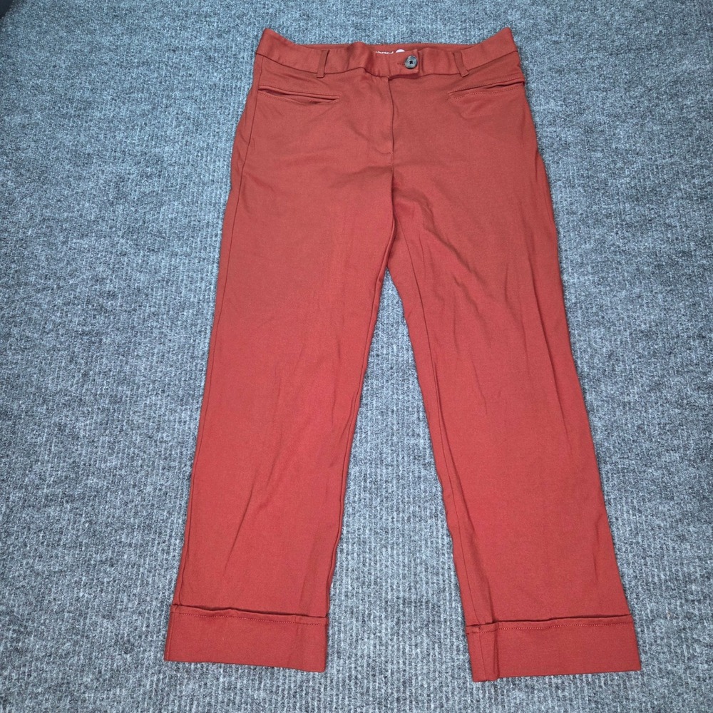 Betabrand Dress Pant Yoga Pants Womens Large Rust Orange Straight Leg Cropped